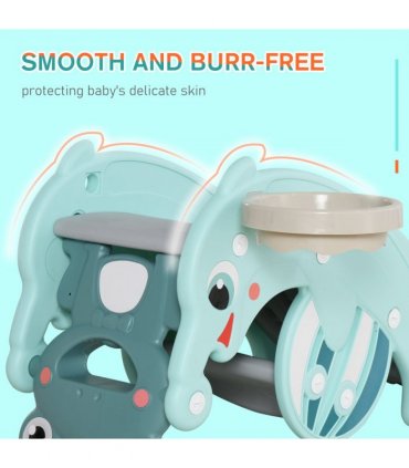 3-in-1 Baby Rocking Horse Portable Slide Basketball Hoop, Age 3-5 HOMCOM