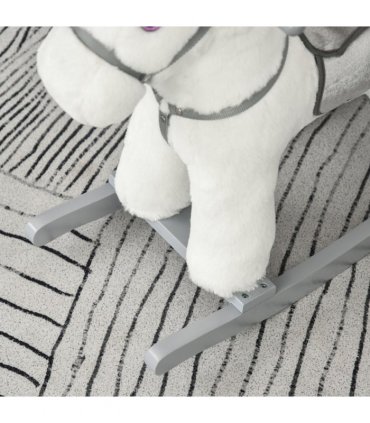 Kids Plush Ride-On Rocking Horse with Plush Toy Sound Handle Grip HOMCOM