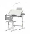 Kids Study Desk and Chair Set w/ USB Lamp, Adjustable Height - Grey - MDF - 50CM