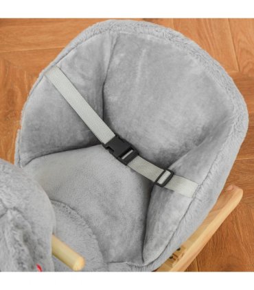 Kids Plush Ride-On Rocking Horse Koala Toy Grey Fabric 50H x 60L x 33Wcm