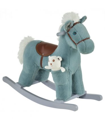 Kids Plush Ride-On Rocking Horse with Plush Toy Sound Handle Grip