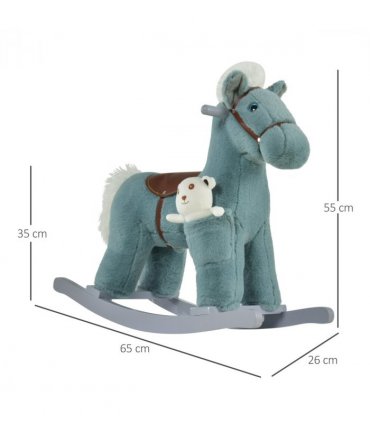 Kids Plush Ride-On Rocking Horse with Plush Toy Sound Handle Grip