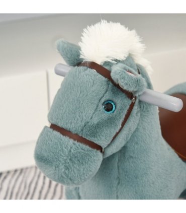 Kids Plush Ride-On Rocking Horse with Plush Toy Sound Handle Grip