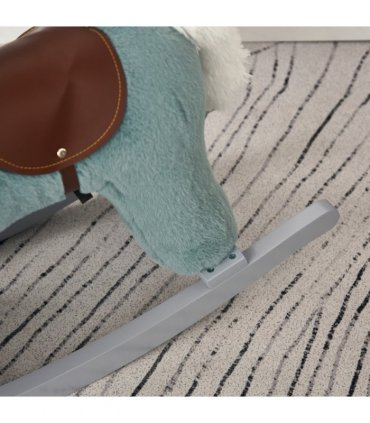 Kids Plush Ride-On Rocking Horse with Plush Toy Sound Handle Grip