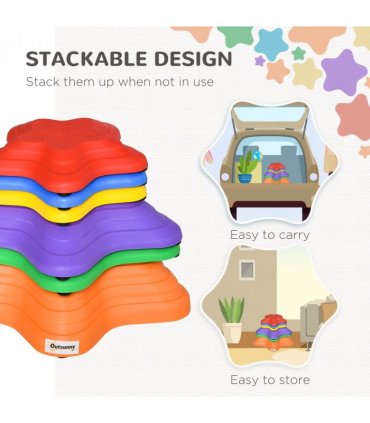Six-Piece Balance Stepping Stones Stackable Non-slip Obstacle Course Outsunny