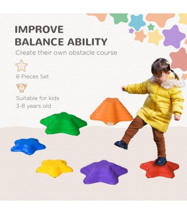 Six-Piece Balance Stepping Stones Stackable Non-slip Obstacle Course Outsunny