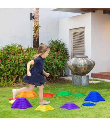 Kids Balance Stepping Stones Non-Slip Obstacle Course Multi-colored 11-Piece