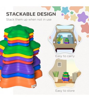 Kids Balance Stepping Stones Non-Slip Obstacle Course Multi-colored 11-Piece