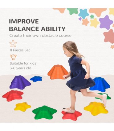 Kids Balance Stepping Stones Non-Slip Obstacle Course Multi-colored 11-Piece