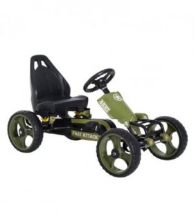 Pedal Go Kart Ride On Racer Hand Brake EVA Tyre Adjsuatble Seat Green HOMCOM