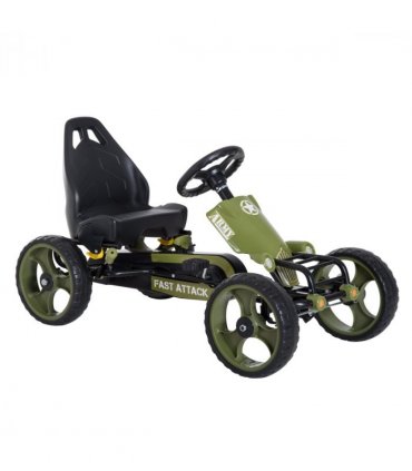 Pedal Go Kart Ride On Racer Hand Brake EVA Tyre Adjsuatble Seat Green HOMCOM