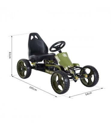 Pedal Go Kart Ride On Racer Hand Brake EVA Tyre Adjsuatble Seat Green HOMCOM
