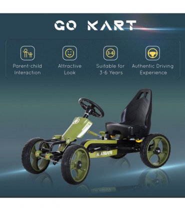 Pedal Go Kart Ride On Racer Hand Brake EVA Tyre Adjsuatble Seat Green HOMCOM