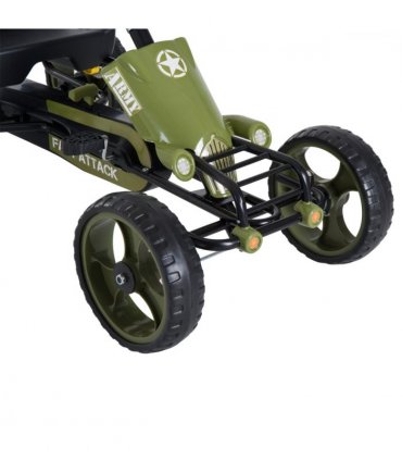 Pedal Go Kart Ride On Racer Hand Brake EVA Tyre Adjsuatble Seat Green HOMCOM