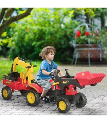 Pedal Powered Tractor Ride-On Car Moving Bucket Steering Wheel 3-6 Yrs