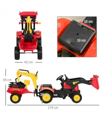 Pedal Powered Tractor Ride-On Car Moving Bucket Steering Wheel 3-6 Yrs