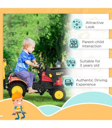 Pedal Powered Tractor Ride-On Car Moving Bucket Steering Wheel 3-6 Yrs