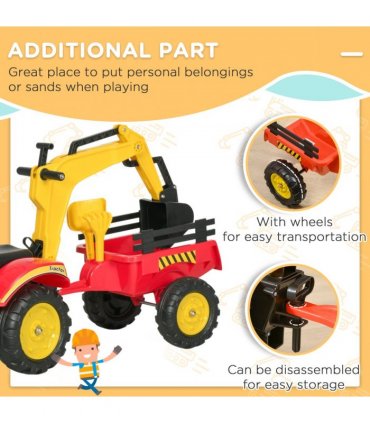 Pedal Powered Tractor Ride-On Car Moving Bucket Steering Wheel 3-6 Yrs