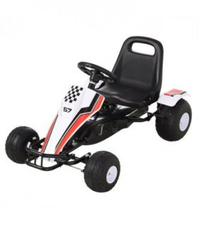Pedal Go Kart Child's Racing-Style White Steel 150L x 150W x 76H cm