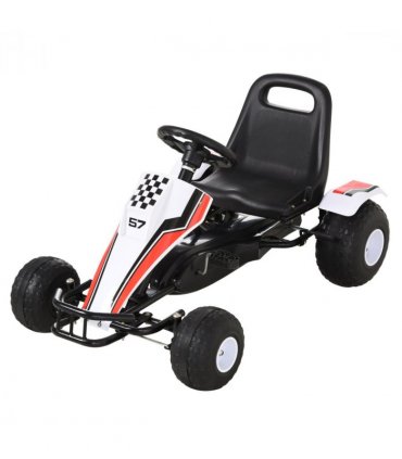 Pedal Go Kart Child's Racing-Style White Steel 150L x 150W x 76H cm