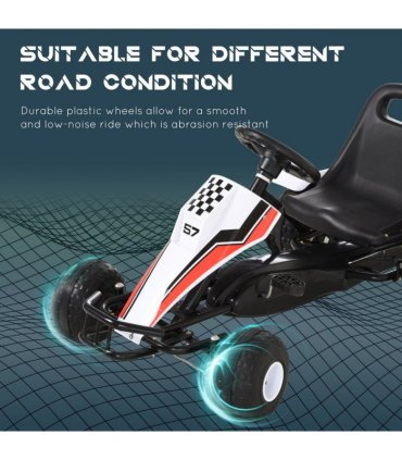 Pedal Go Kart Child's Racing-Style White Steel 150L x 150W x 76H cm