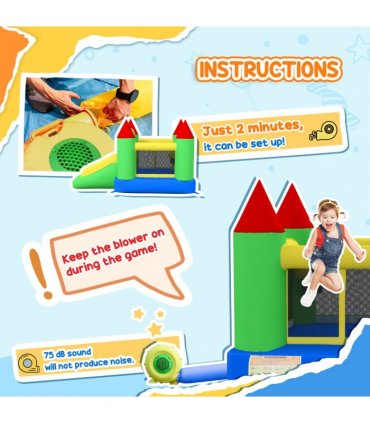 Bouncy Castle with Slide Inflatable Bouncer Kids Jumper Bounce Castle HOMCOM