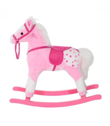 Rocking Horse Toy Plush Wood Pony Riding Rocker Neigh Sound Pink