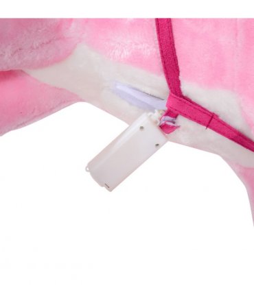Rocking Horse Toy Plush Wood Pony Riding Rocker Neigh Sound Pink