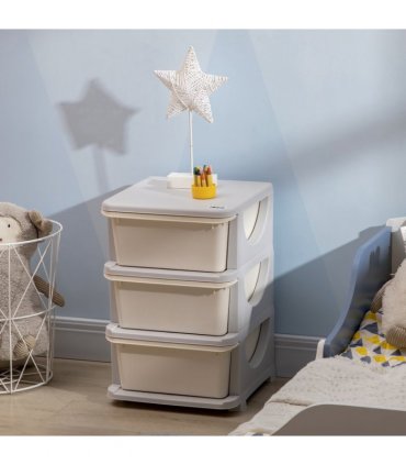 HOMCOM Kids Storage Unit w/ Three Drawers Three-Tier Chest Vertical Dresser