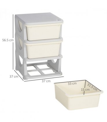 HOMCOM Kids Storage Unit w/ Three Drawers Three-Tier Chest Vertical Dresser