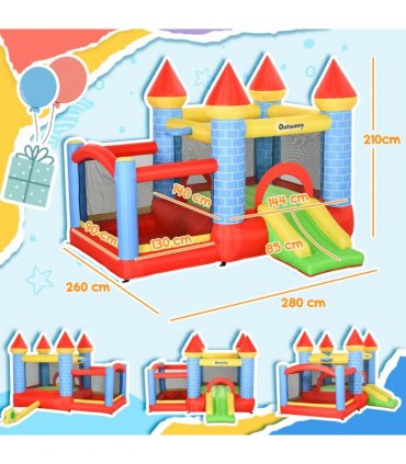 Bouncy Castle W/ Slide Pool 4 in 1 composition W/ Blower Multi-color