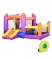 Bouncy Castle with Slide Pool House Inflatable w/ Blower Multi-color Outsunny