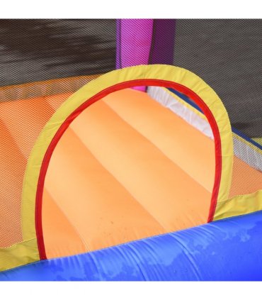 Bouncy Castle with Slide Pool House Inflatable w/ Blower Multi-color Outsunny