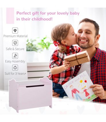40x60cm Kids Storage Box Toy Organiser for Child 3 Yrs+ Bedroom Pink HOMCOM