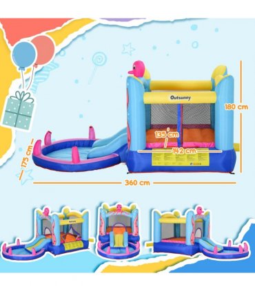 Bouncy Castle Slide Water Pool Trampoline, Blower 3.6 x 1.75 x 1.8m