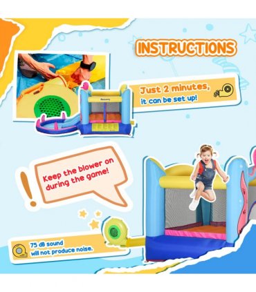Bouncy Castle Slide Water Pool Trampoline, Blower 3.6 x 1.75 x 1.8m