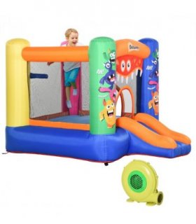 Bouncy Castle with Slide Basket Trampoline Monster Design