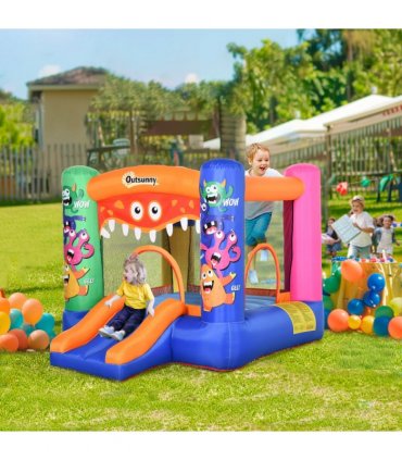 Bouncy Castle with Slide Basket Trampoline Monster Design