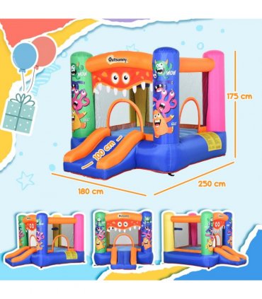 Bouncy Castle with Slide Basket Trampoline Monster Design