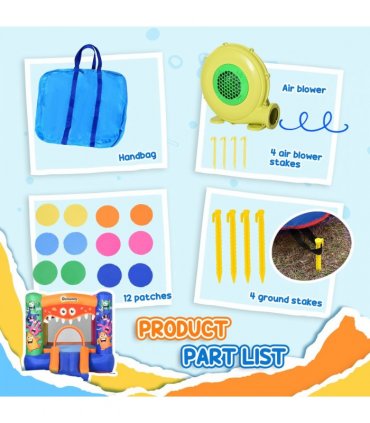 Bouncy Castle with Slide Basket Trampoline Monster Design