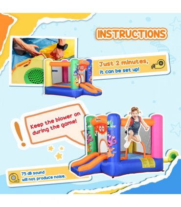 Bouncy Castle with Slide Basket Trampoline Monster Design