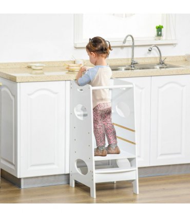 Kids Step Stool Toddler Kitchen Stool w/ Adjustable Standing Platform