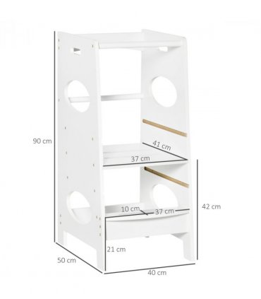Kids Step Stool Toddler Kitchen Stool w/ Adjustable Standing Platform
