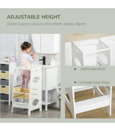 Kids Step Stool Toddler Kitchen Stool w/ Adjustable Standing Platform