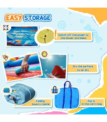 Kids Bouncy Castle with Slide Pool Trampoline Climbing Wall w/ Blower