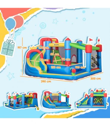 Kids Inflatable Bouncy Castle 6 in 1 Water Slide Water Gun Air Blower