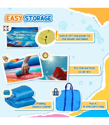 Kids Inflatable Bouncy Castle 6 in 1 Water Slide Water Gun Air Blower
