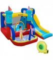 Kids Bouncy Castle with Slide Pool Trampoline Climbing Wall w/ Blower