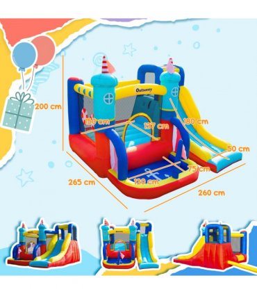Kids Bouncy Castle with Slide Pool Trampoline Climbing Wall w/ Blower