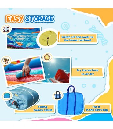 Kids Bouncy Castle with Slide Pool Trampoline Climbing Wall w/ Blower